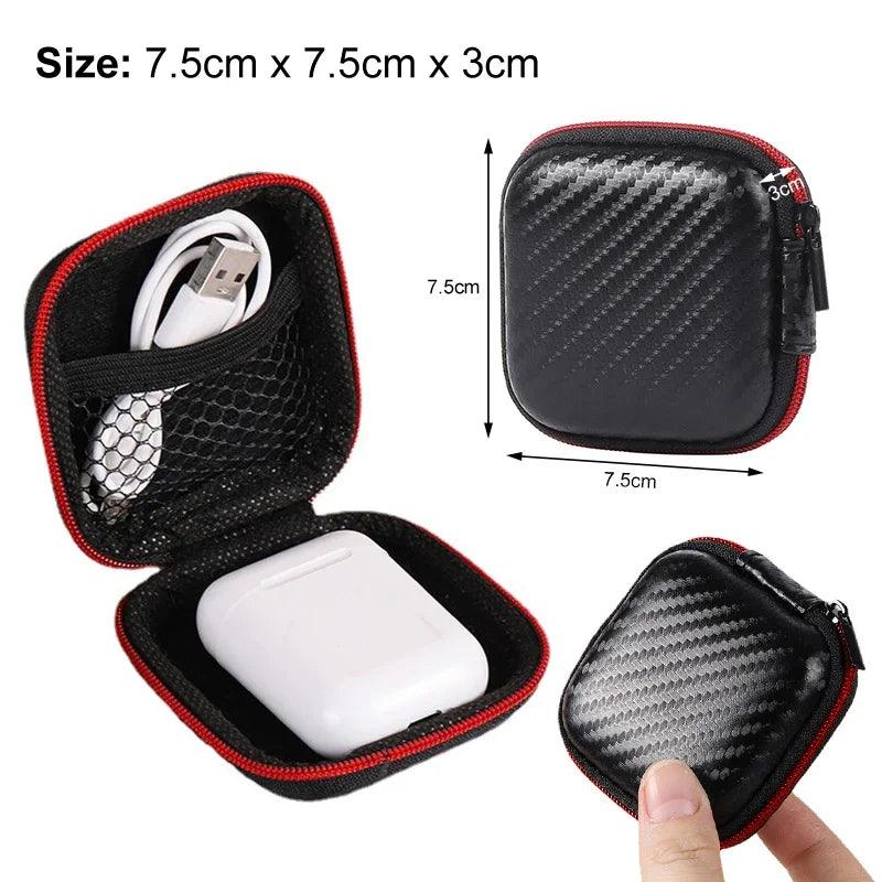 Portable Mini Hard Shell Digital Gadgets Storage Bag Artificial Leather Earphone Charger Case Data Cable U Disk Organizer - Ammpoure Wellbeing