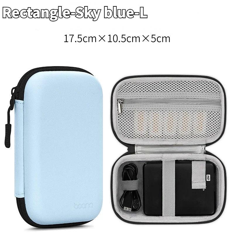 Portable Mini Hard Shell Digital Gadgets Storage Bag Artificial Leather Earphone Charger Case Data Cable U Disk Organizer - Ammpoure Wellbeing