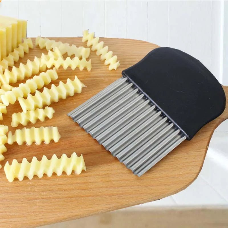 Potato Cutter Chip French Fry Maker Stainless Steel Wavy Knife French Fries Chopper Knife Chopper French Fry Kitchen Tools - Ammpoure Wellbeing