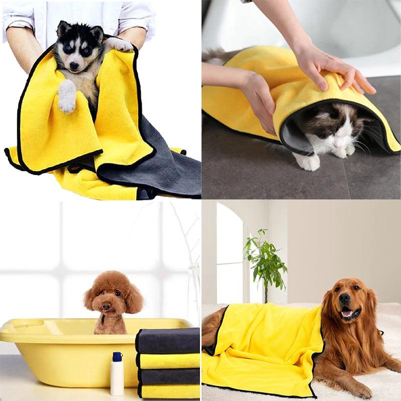 Quick - drying Pet Dog and Cat Towels Soft Fiber Towels Water - absorbent Bath Towel Convenient Pet Shop Cleaning Towel Pet Supplies - Ammpoure Wellbeing