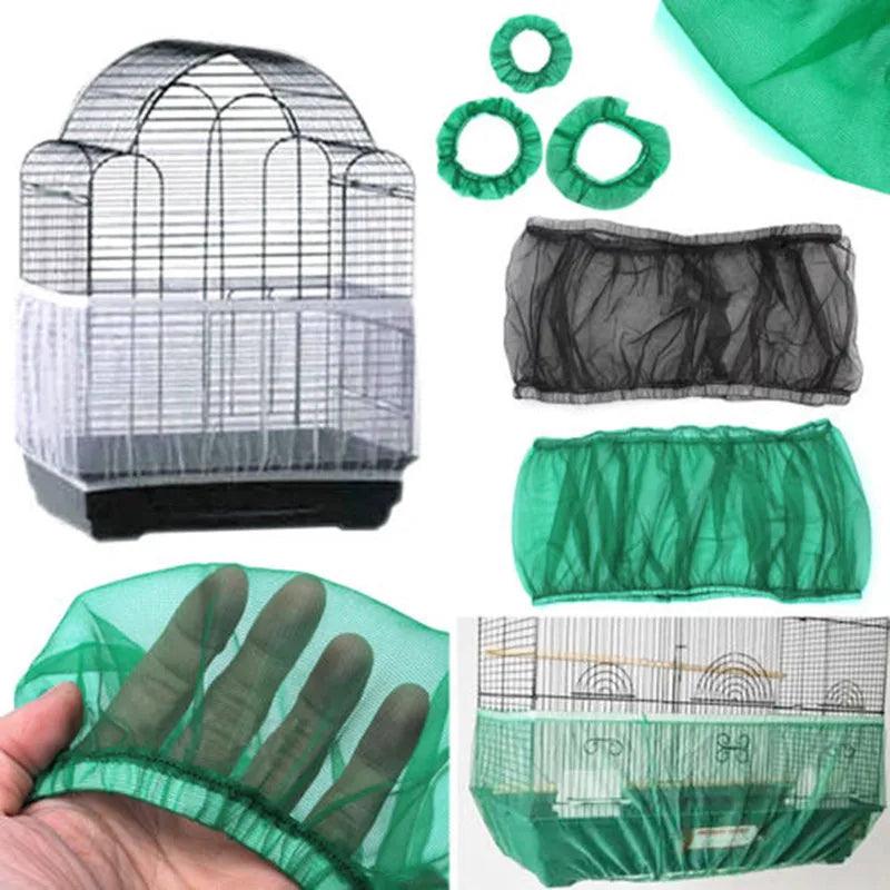 Receptor Seed Guard Nylon Mesh Bird Parrot Cover Soft Easy Cleaning Nylon Airy Fabric Mesh Bird Cage Cover Seed Catcher Guard - Ammpoure Wellbeing