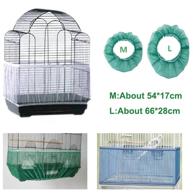 Receptor Seed Guard Nylon Mesh Bird Parrot Cover Soft Easy Cleaning Nylon Airy Fabric Mesh Bird Cage Cover Seed Catcher Guard - Ammpoure Wellbeing