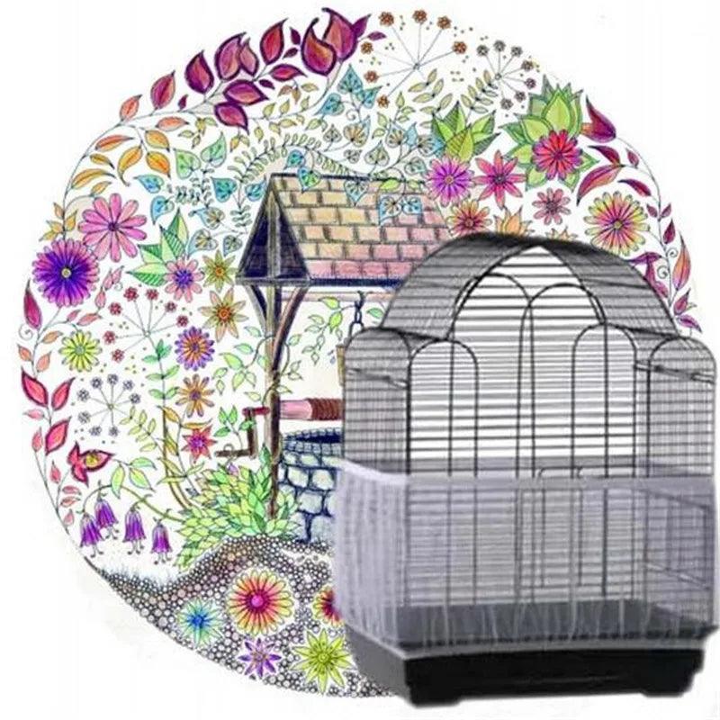 Receptor Seed Guard Nylon Mesh Bird Parrot Cover Soft Easy Cleaning Nylon Airy Fabric Mesh Bird Cage Cover Seed Catcher Guard - Ammpoure Wellbeing