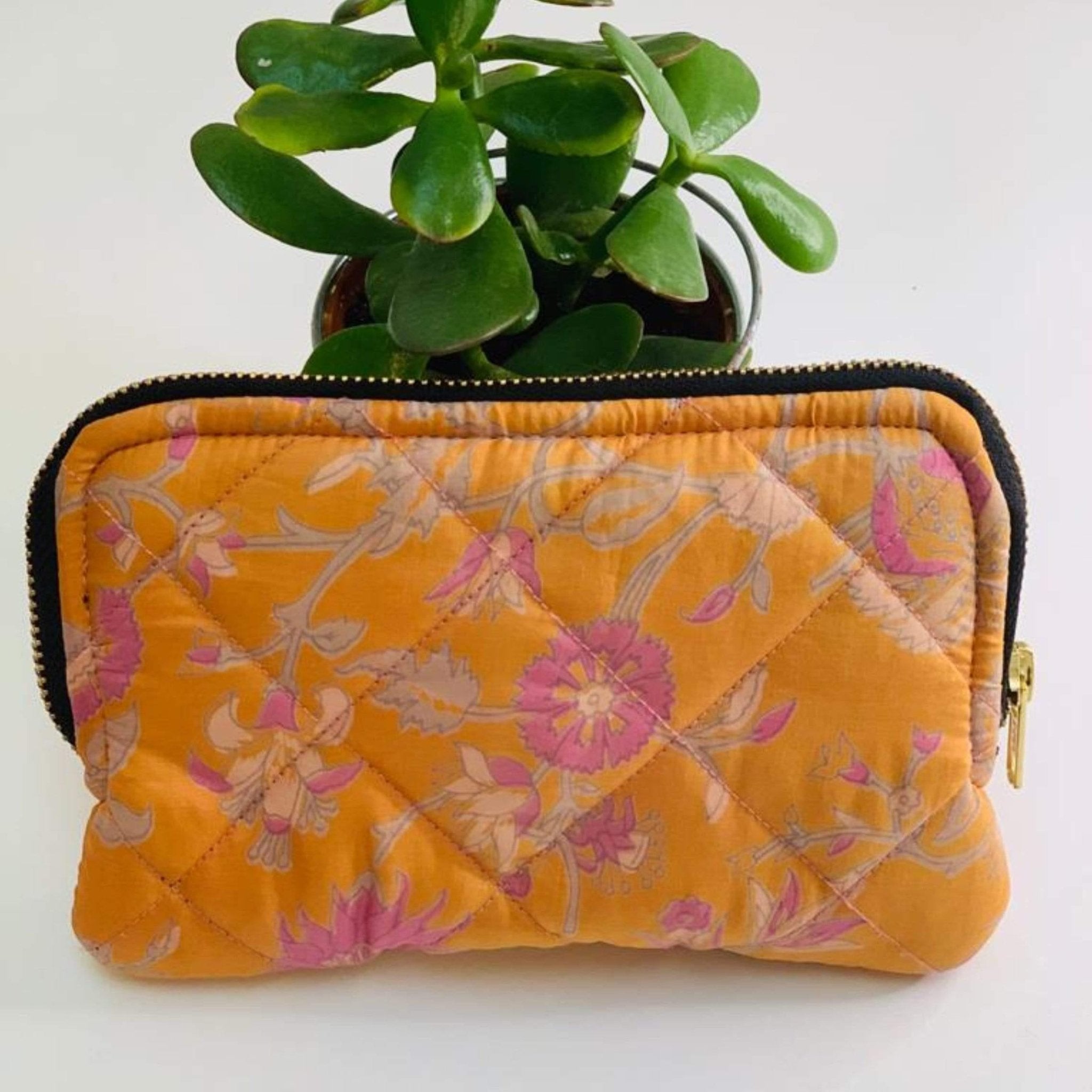 Recycled Silk Quilted Makeup bag (One - Off Print) All - Ammpoure Wellbeing