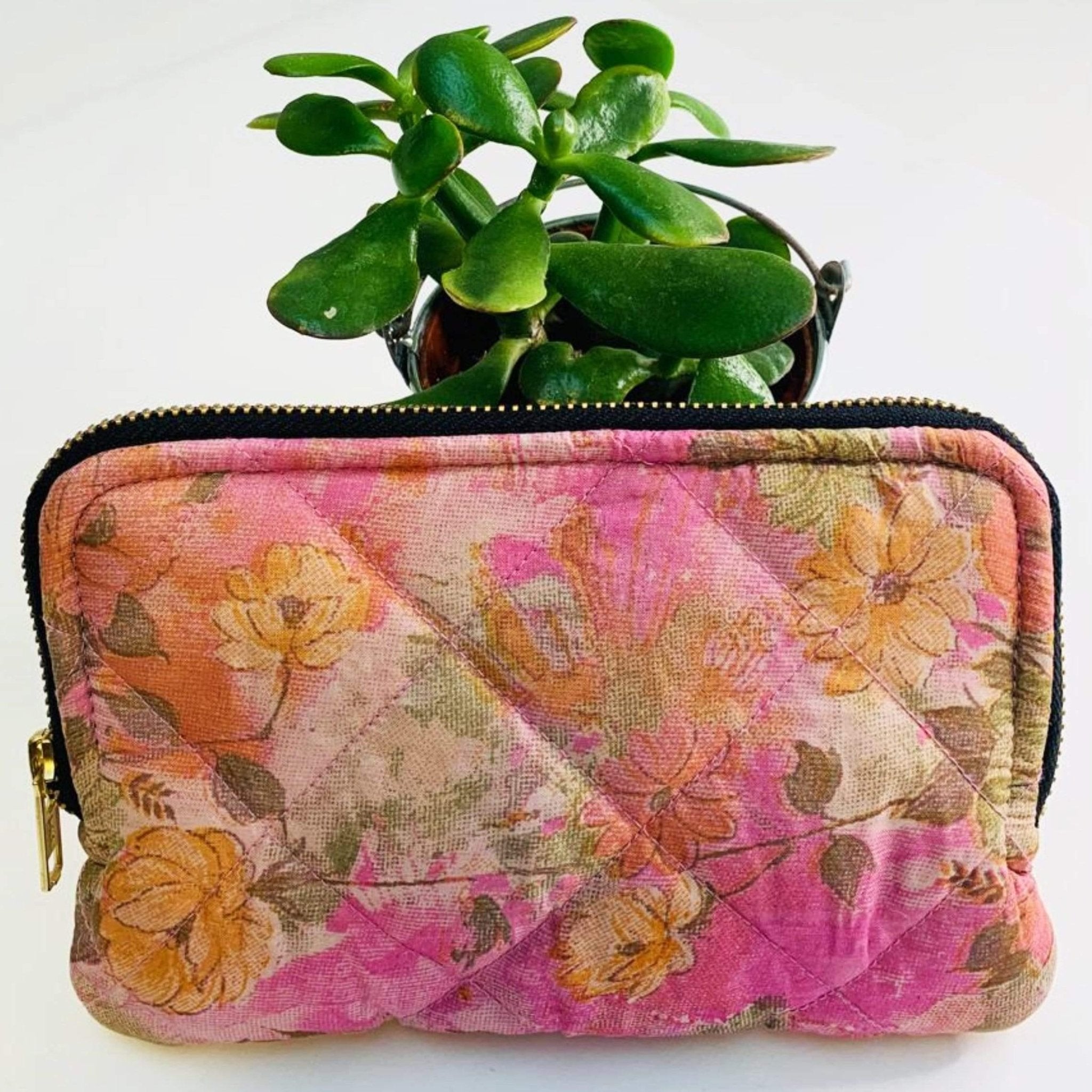 Recycled Silk Quilted Makeup bag (One - Off Print) All - Ammpoure Wellbeing