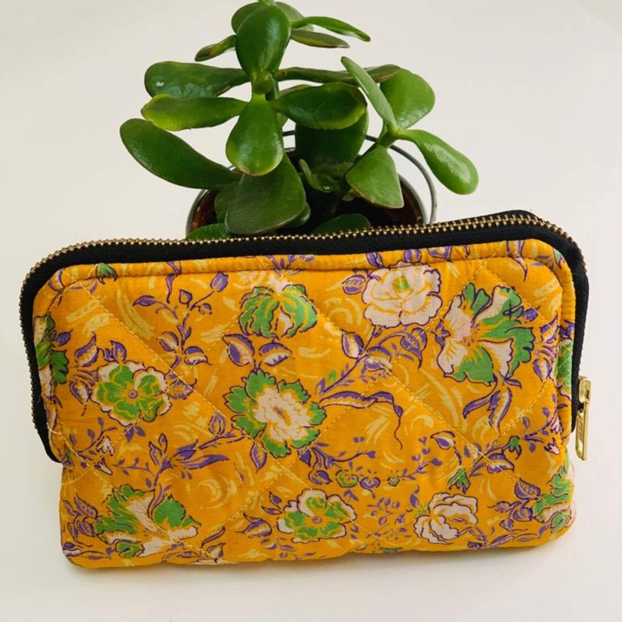 Recycled Silk Quilted Makeup bag (One - Off Print) All - Ammpoure Wellbeing