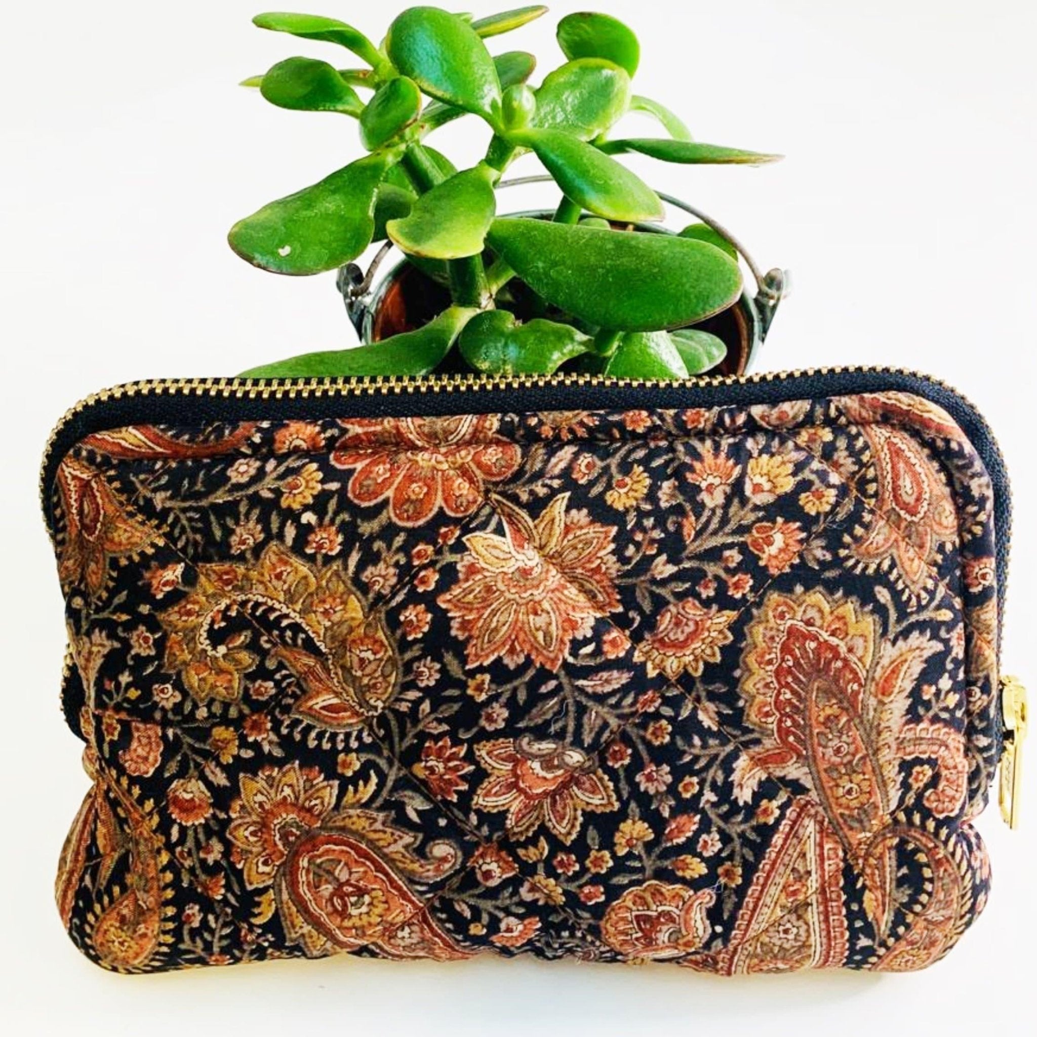 Recycled Silk Quilted Makeup bag (One - Off Print) All - Ammpoure Wellbeing