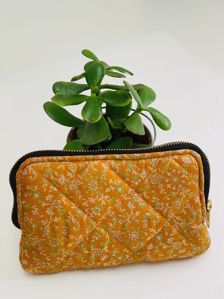 Recycled Silk Quilted Makeup bag (One - Off Print) All - Ammpoure Wellbeing