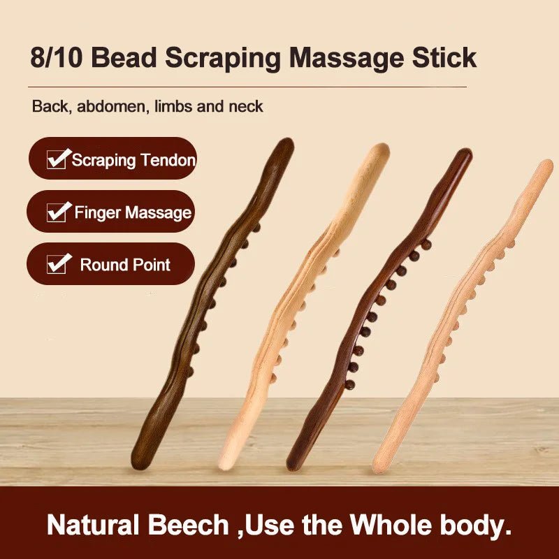 Rolling Pin Universal Back Needle Massage Tendons Beech Wood Scraping Stick Point Treatment Guasha Relax Therapy Tool - Ammpoure Wellbeing