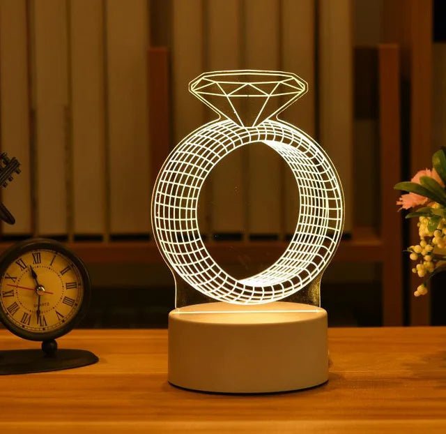 Romantic Love 3D Acrylic Led Lamp for Home Children's Night Light Table Lamp Birthday Party Decor Valentine's Day Bedside Lamp - Ammpoure Wellbeing