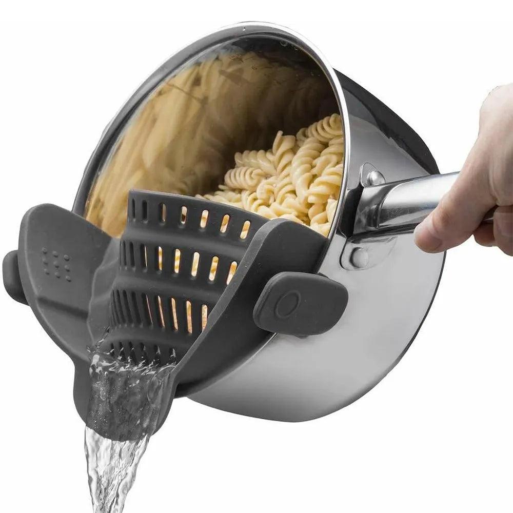 Silicone Kitchen Strainer Clip On Pots and Pans Drain Rack Pasta Noodle Vegetable Fruit Strainer Colander Kitchen Gadgets - Ammpoure Wellbeing