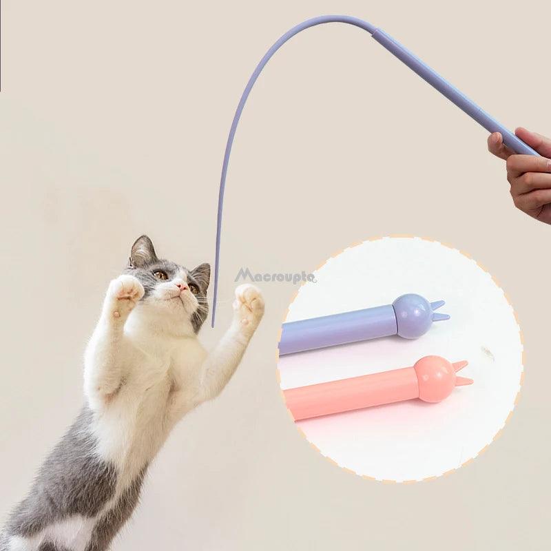 Simulated Mouse Tail Cat Toy Cat Teaser Funny Stick Silicone Long Tail Pet Interactive Toys for Cats Kitten Hunting Pet Products - Ammpoure Wellbeing