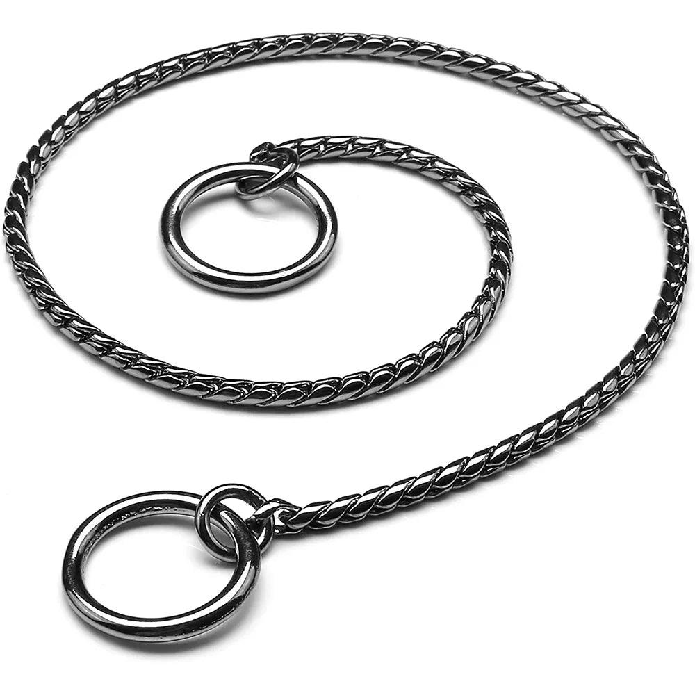 Snake Chain Dog Collar Rustproof Stainless Steel Pet Metal Slip Chains Dog Show Training Choker Collar Puppy Cuban Link Necklace - Ammpoure Wellbeing
