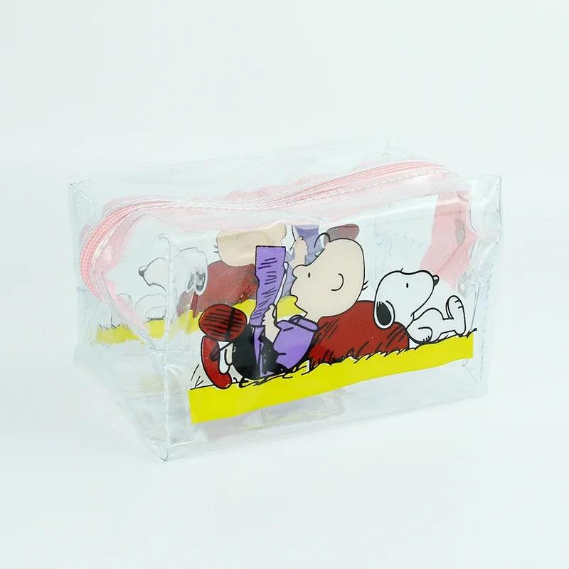 Snoopy Outdoor Girl Makeup Bag Women Necessary Cosmetic Bag Transparent Travel Organizer Cartoon Fashion Small Toiletry Pouch - Ammpoure Wellbeing