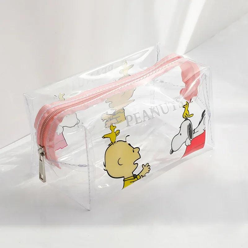 Snoopy Outdoor Girl Makeup Bag Women Necessary Cosmetic Bag Transparent Travel Organizer Cartoon Fashion Small Toiletry Pouch - Ammpoure Wellbeing