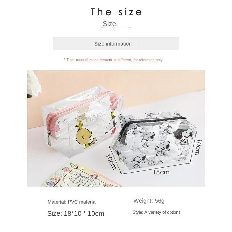 Snoopy Outdoor Girl Makeup Bag Women Necessary Cosmetic Bag Transparent Travel Organizer Cartoon Fashion Small Toiletry Pouch - Ammpoure Wellbeing