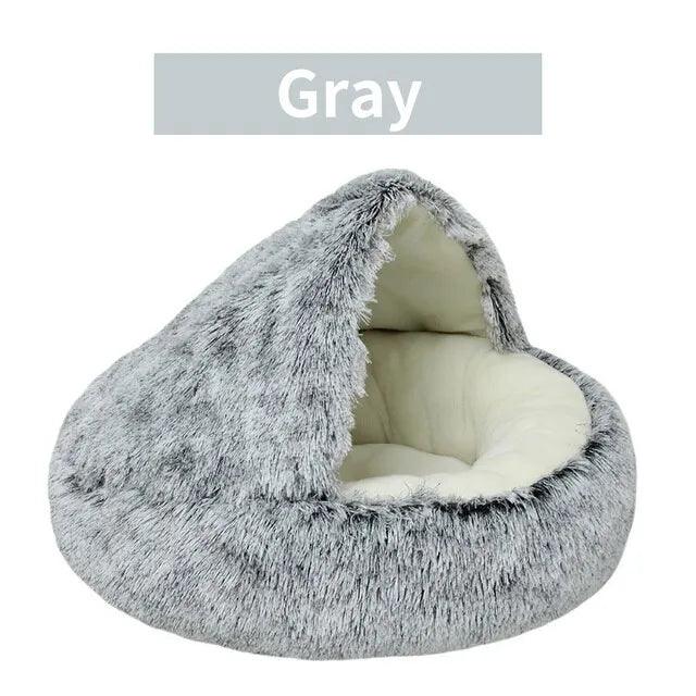 Soft Plush Pet Bed with Cover Round Cat Bed Pet Mattress Warm Cat Dog 2 in 1 Sleeping Nest Cave for Small Dogs - Ammpoure Wellbeing