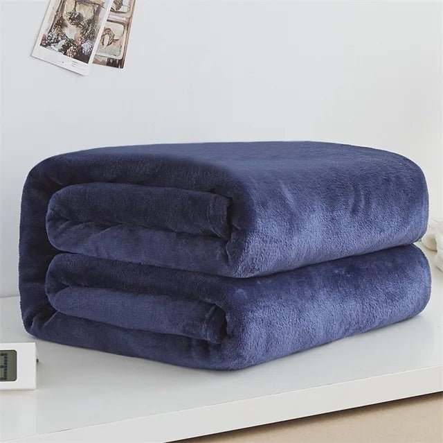 Spring Winter Winter Flannel Blanket Fluffy Warm Soft Sofa Cover Bedspread Solid Blue Black Coral Fleece Plush Blankets For Beds - Ammpoure Wellbeing