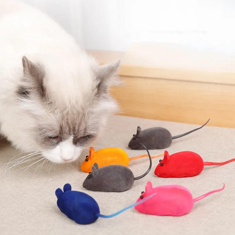 Squeaker Mouse Cat Toy Interative Flocking Voice Realistic Mouse For Playing Funny Toys for Kitten Cat Game Pet Supplies - Ammpoure Wellbeing