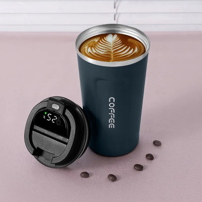 Stainless Steel Smart Coffee Tumbler Thermos Cup with Intelligent Temperature Display Portable Travel Mug 380ml 510ml - Ammpoure Wellbeing