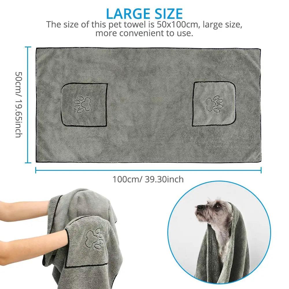 Super Absorbent Big Puppy Pet Dog Towel Bathrobe Bath Towels Quick - Drying Cat Bath Towel Bath Supplies Dog Towel Microfiber - Ammpoure Wellbeing