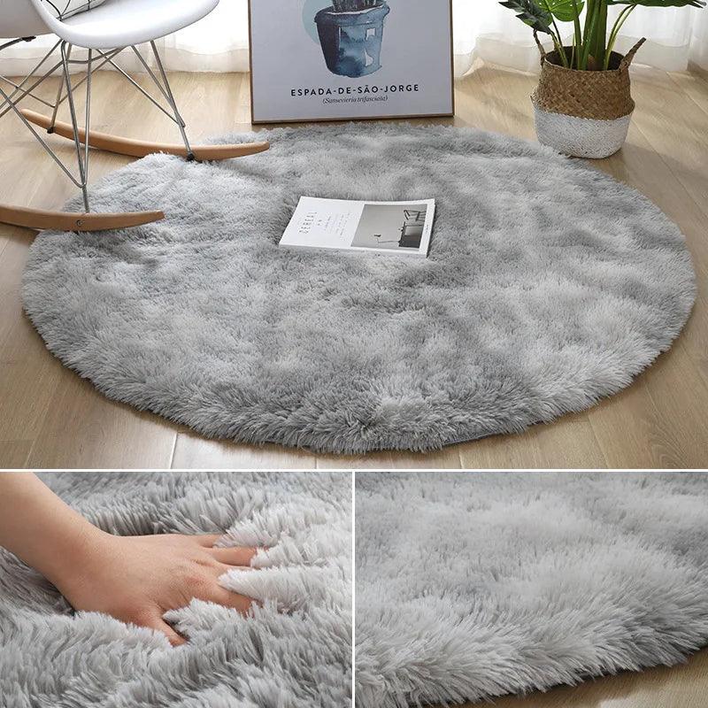 Super Soft Plush Round Rug Mat Fluffy White Carpets For Living Room Home Decor Bedroom Kid Room Decoration Salon Thick Pile Rug - Ammpoure Wellbeing