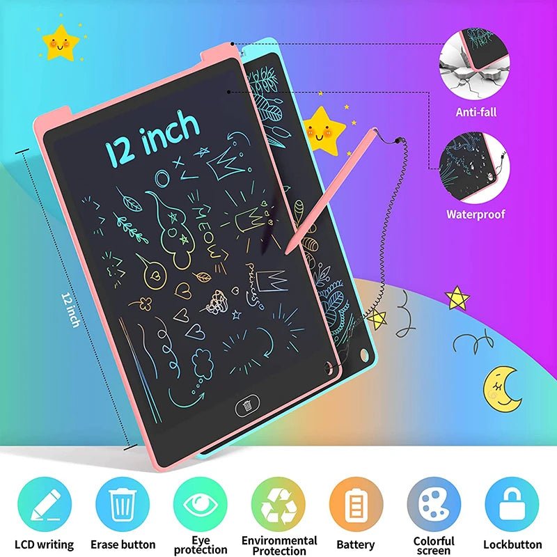 Tablets Electronic Handwriting Pad 12 inch Writing Board Drawing Tablet LCD Screen Writing Tablet Digital Graphic Toys for child - Ammpoure Wellbeing