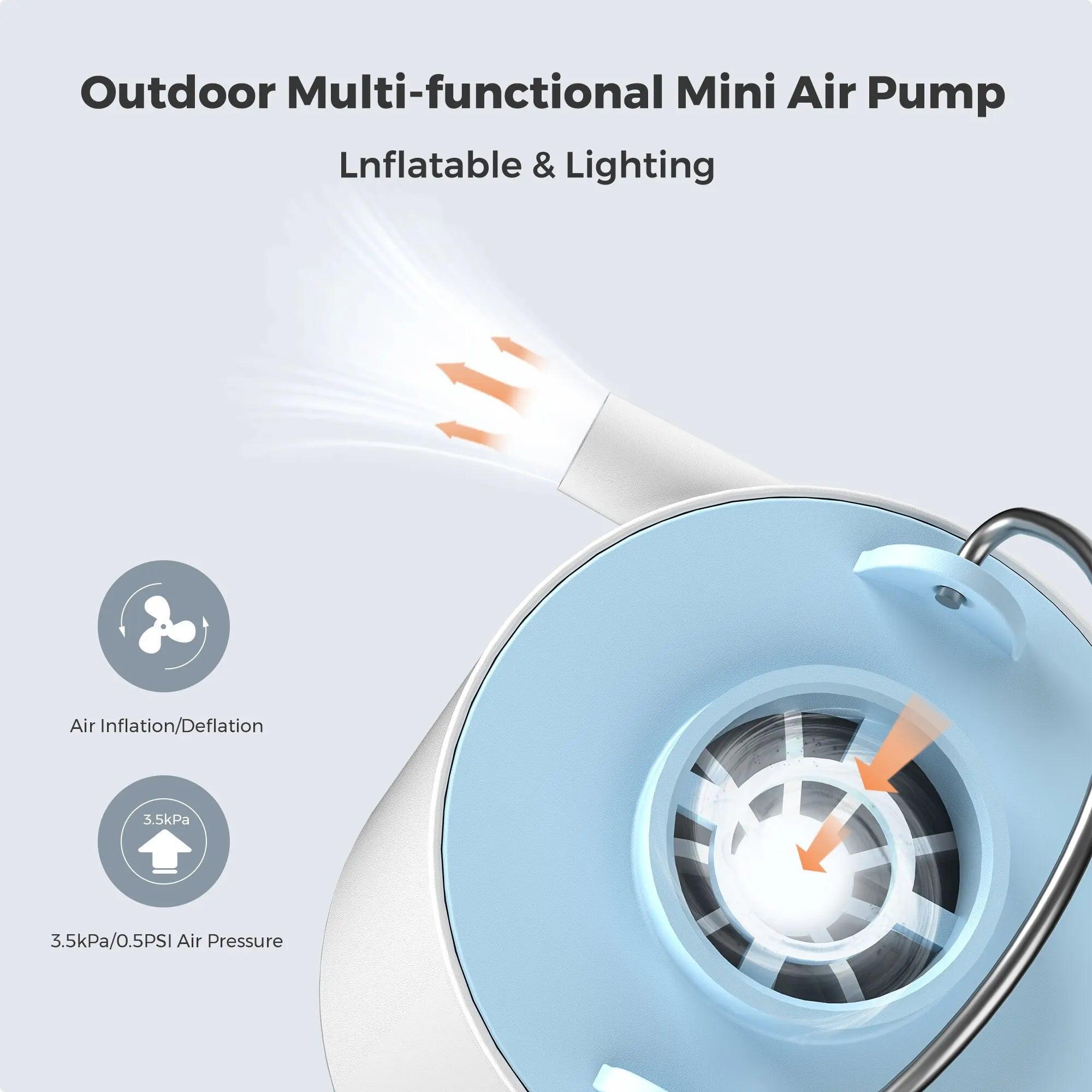 Tiny Pump X Portable Air Pump Camping Equip Outdoor Gadgets Rechargeable for Hiking/Float/Lighting - Ammpoure Wellbeing