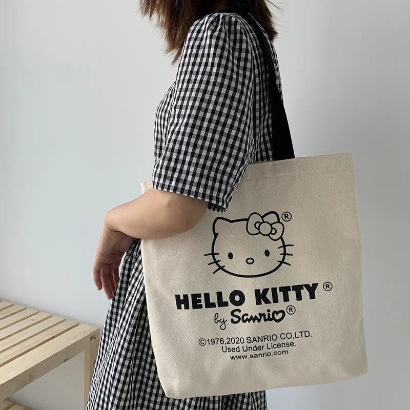 Tote Bag hello kitty Aesthetic Personalized Custom Reusable Grocery Bags Shopping Shoulder Bag cute travel tote bag - Ammpoure Wellbeing