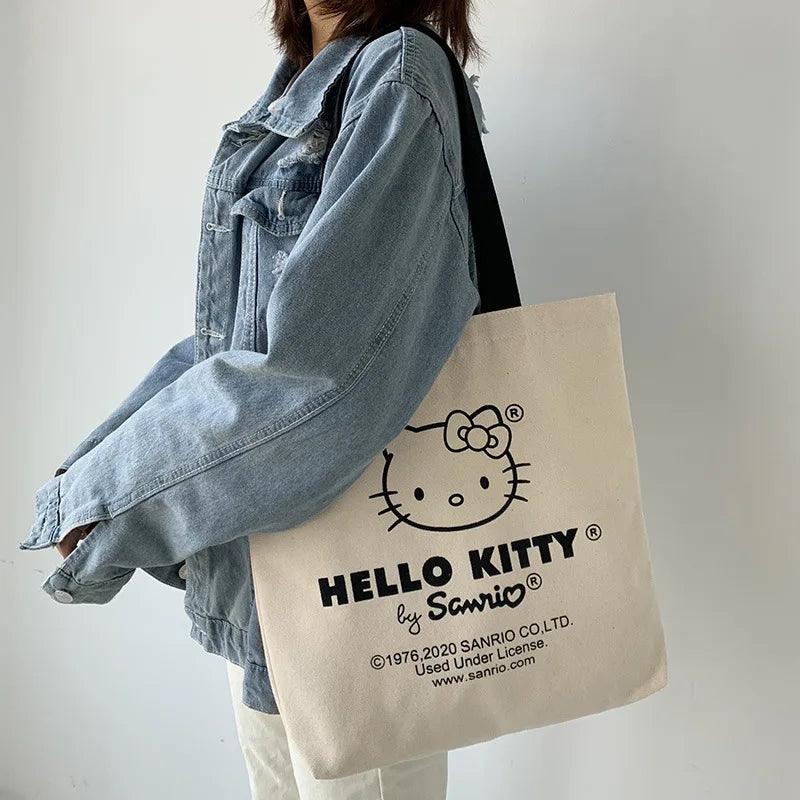 Tote Bag hello kitty Aesthetic Personalized Custom Reusable Grocery Bags Shopping Shoulder Bag cute travel tote bag - Ammpoure Wellbeing