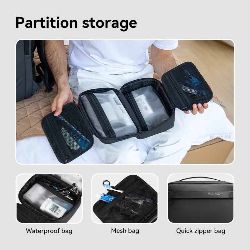 Travel Toiletry Bag Men's Business Trip Gods Dry Wet Separation Fitness Bath Bag Waterproof Makeup Storage Bag L_MR86 Wash Bag - Ammpoure Wellbeing