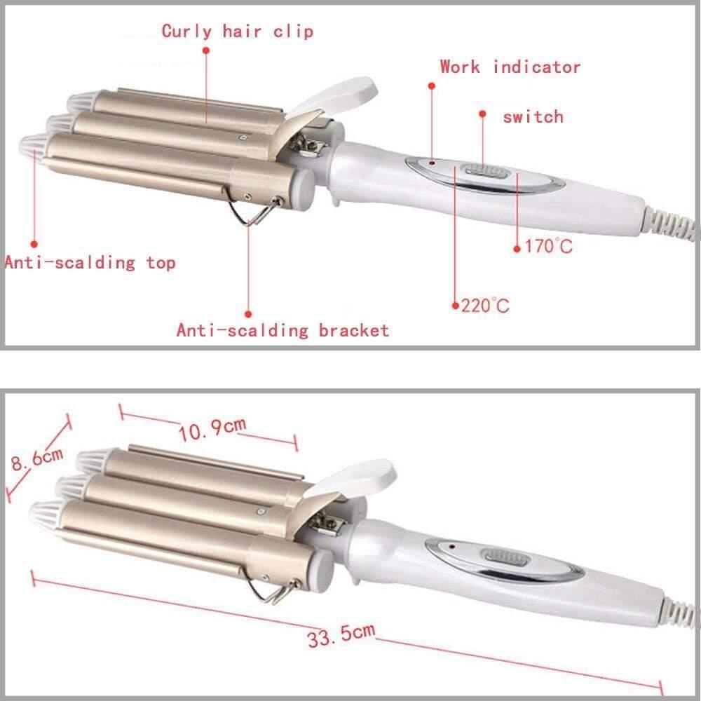 Triple barrel curling iron wave hair curlers - Ammpoure Wellbeing