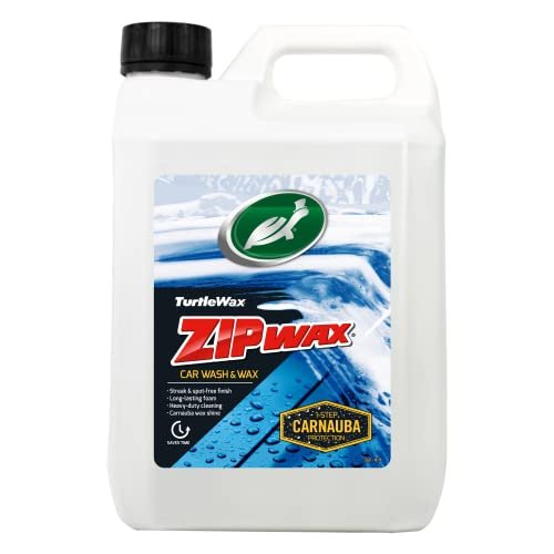 Turtle Wax Zip Wax Car Shampoo 2.5L - Dissolves Tough Stains & Soils with Streak Free Rinsing - Dual Action Concentrated Car Wash & Carnauba Car Wax - Easy to Use, Wash, Rinse & Dry for a Showroom Shine - Ammpoure Wellbeing