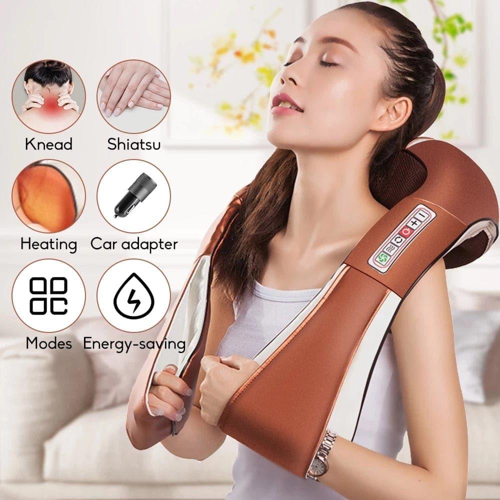 U Shape Electrical Shiatsu Body Shoulder Neck Massager Back Infrared 4D Kneading Massage Shawl Car Home Best Gift HealthCare - Ammpoure Wellbeing