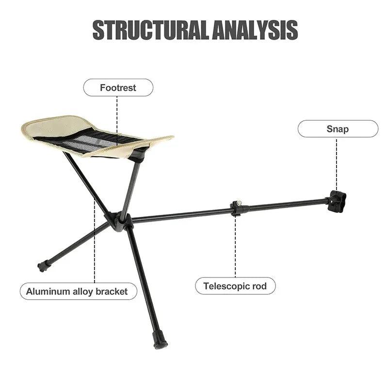 Universal Camping Chair Foot Rest Folding Attachable Footrest Lightweight Footstool for Outdoor Fishing Beach Hiking - Ammpoure Wellbeing