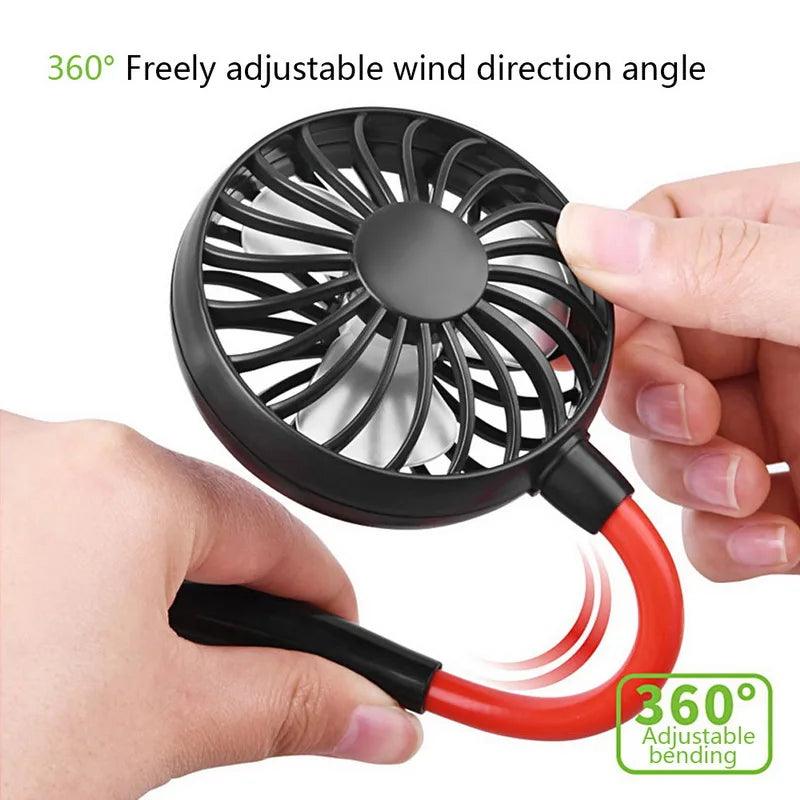 USB Portable Fan Cold Fan Hands Free Neck Fan Hanging Rechargeable Mini Sports Fan 3 - Speed Adjustable Neck Dual Fan Home Office - Ammpoure Wellbeing