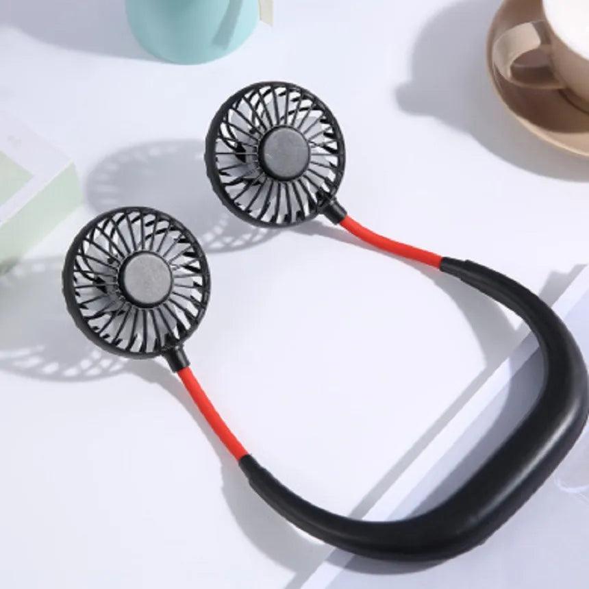 USB Portable Fan Cold Fan Hands Free Neck Fan Hanging Rechargeable Mini Sports Fan 3 - Speed Adjustable Neck Dual Fan Home Office - Ammpoure Wellbeing