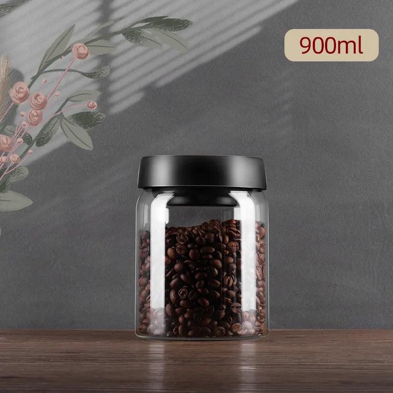 Vacuum Sealed Jug Coffee Beans Glass Airtight Canister Food Grains Candy Keep Fresh Storage Jar Kitchen Accessories - Ammpoure Wellbeing