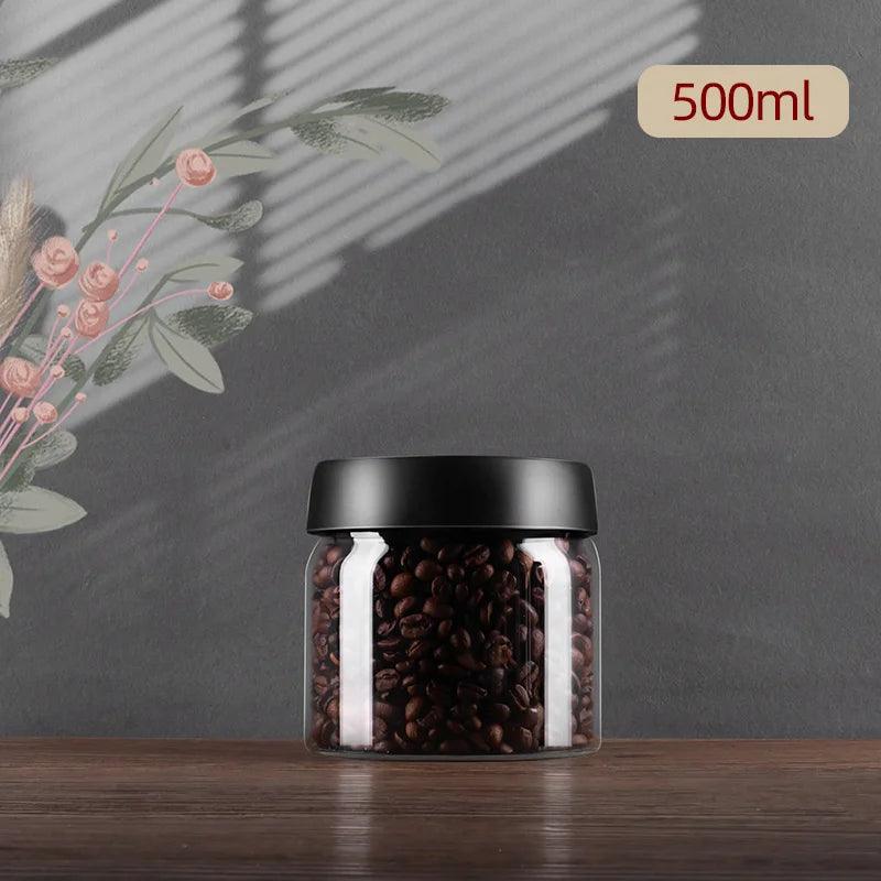 Vacuum Sealed Jug Coffee Beans Glass Airtight Canister Food Grains Candy Keep Fresh Storage Jar Kitchen Accessories - Ammpoure Wellbeing