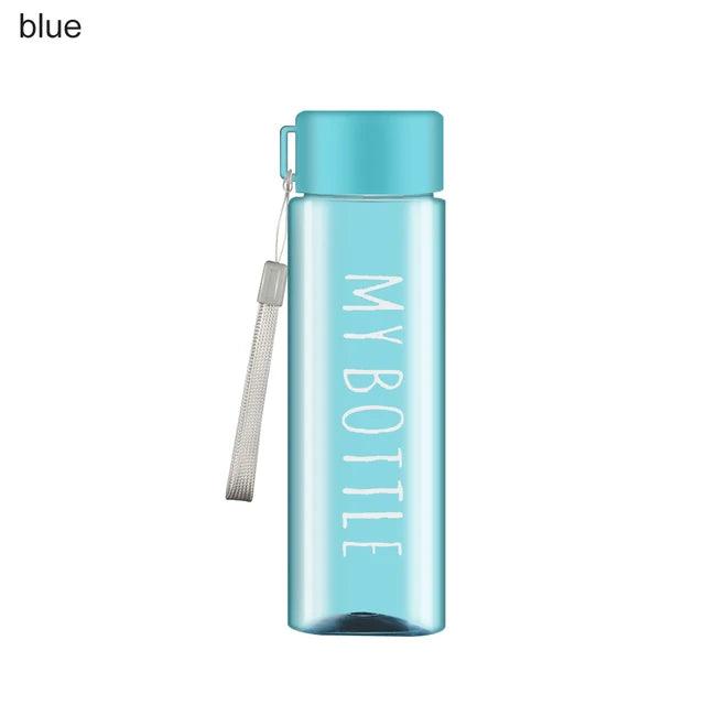 Water Bottle Transparent Square Plastic Drink Cup Outdoor Cold Juice Milk Sport Bottle With Portable Rope Leakproof Water Bottle - Ammpoure Wellbeing