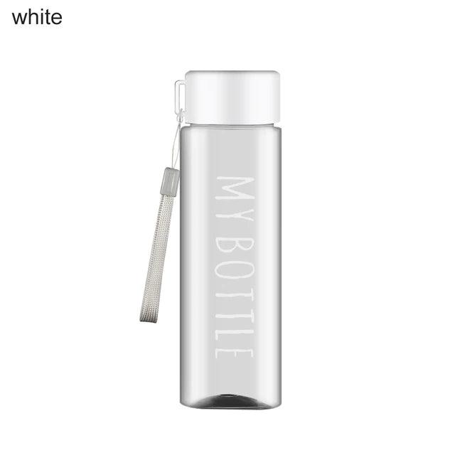 Water Bottle Transparent Square Plastic Drink Cup Outdoor Cold Juice Milk Sport Bottle With Portable Rope Leakproof Water Bottle - Ammpoure Wellbeing