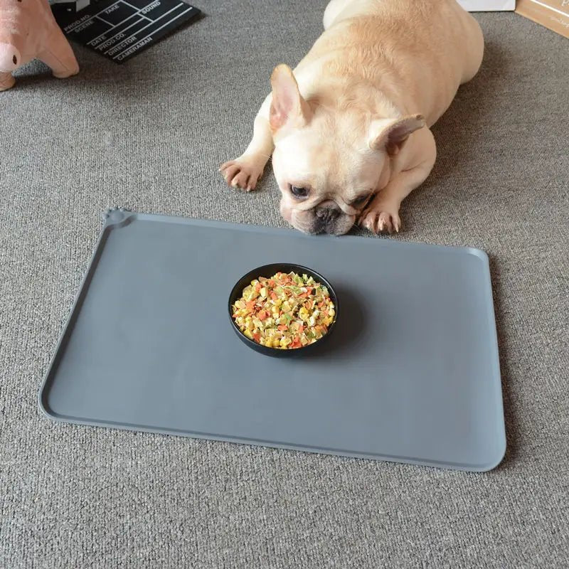 Waterproof Pet Mat Dog Cat Solid Color Silicone Pet Food Pad Pet Bowl Drinking Mat Dog Feeding Placemat Easy Washing - Ammpoure Wellbeing