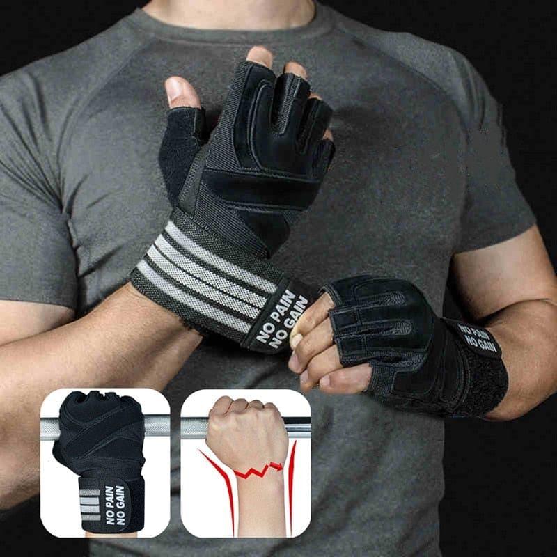 Weightlifting Gloves with Wrist Support for Heavy Exercise Body Building Gym Training Fitness Handschuhe Workout Crossfit Gloves - Ammpoure Wellbeing