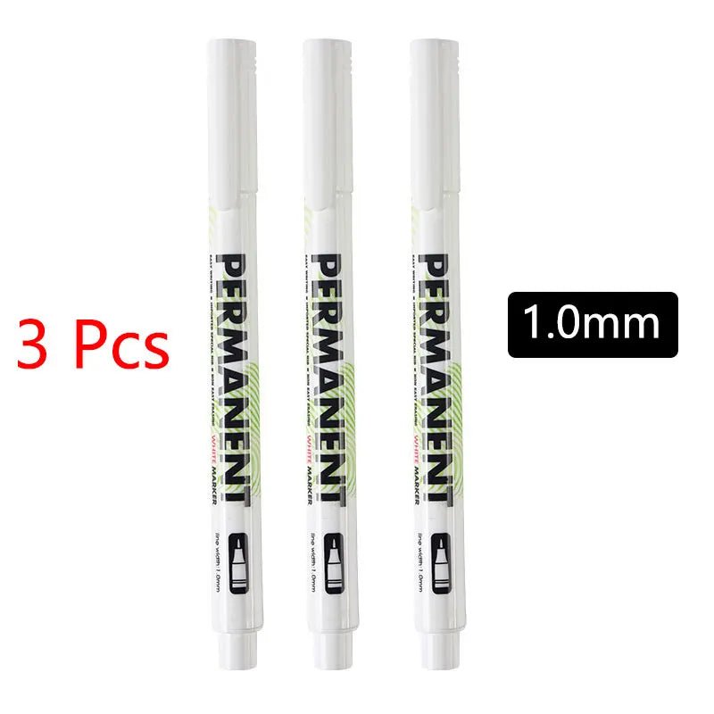 White Marker Pens set 2.0mm Oily Waterproof White Gel Pen DIY Graffiti Sketching Marker Stationery Writing School Supplies brush - Ammpoure Wellbeing