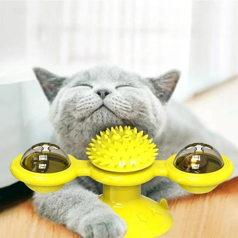 Windmill Cat Toy Interactive Pet Toys for Cats Puzzle Cat Game Toy With Whirligig Turntable for Kitten Brush Teeth Pet Supplies - Ammpoure Wellbeing