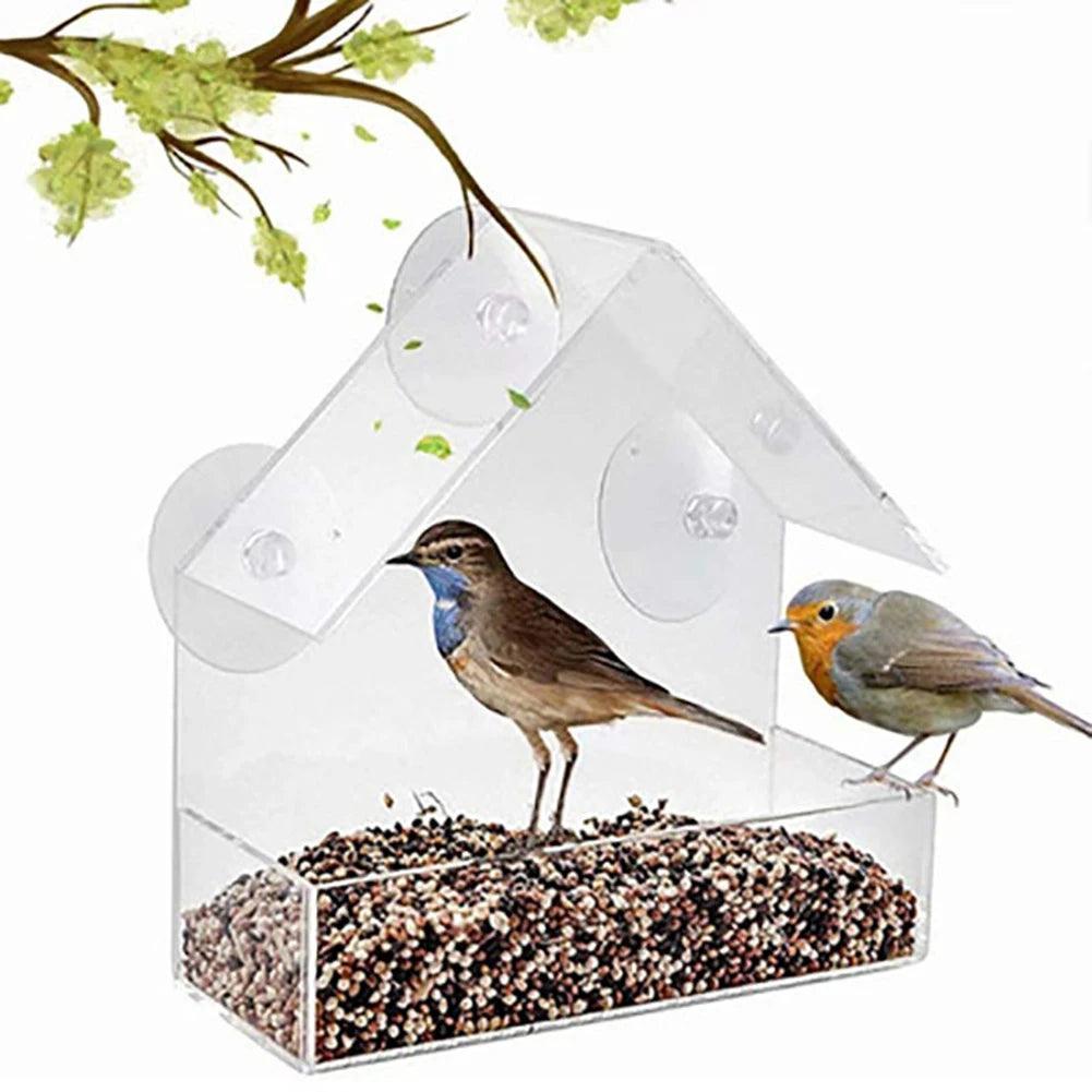 Window Bird Feeder with Strong Suction Cup Clear Acrylic Wild Bird Feeders House Hummingbird Feeders Outdoor Hanging Birdfeeders - Ammpoure Wellbeing