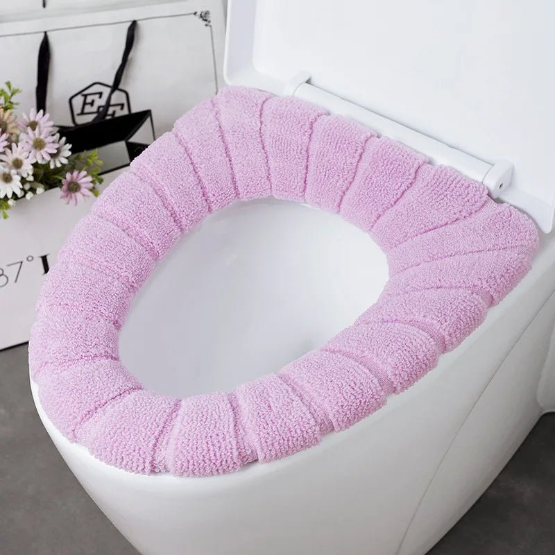 Winter Warm Toilet Seat Cover Washable Bathroom Toilet Pad Cushion With Handle Thicker Soft Mat Knitting Warmer Closestool Mat - Ammpoure Wellbeing