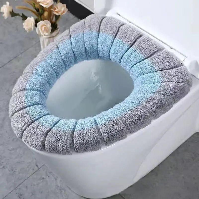 Winter Warm Toilet Seat Cover Washable Bathroom Toilet Pad Cushion With Handle Thicker Soft Mat Knitting Warmer Closestool Mat - Ammpoure Wellbeing