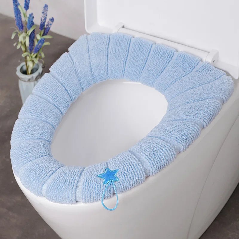 Winter Warm Toilet Seat Cover Washable Bathroom Toilet Pad Cushion With Handle Thicker Soft Mat Knitting Warmer Closestool Mat - Ammpoure Wellbeing