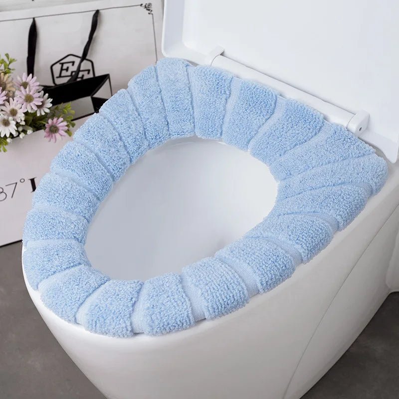 Winter Warm Toilet Seat Cover Washable Bathroom Toilet Pad Cushion With Handle Thicker Soft Mat Knitting Warmer Closestool Mat - Ammpoure Wellbeing